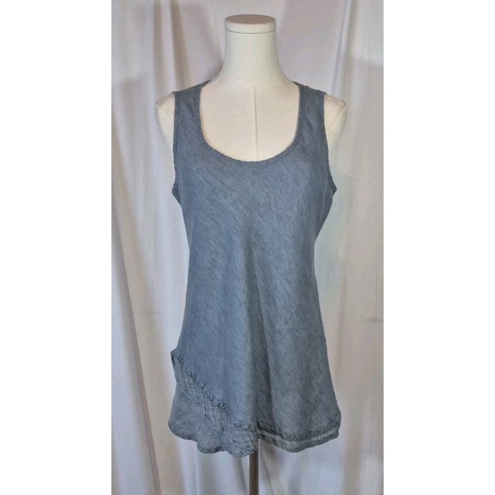 Flax Blue Linen Top Tank Small